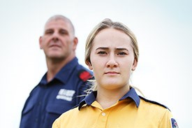 Male and female emergency service workers