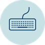 An icon of a computer keyboard representing sending an enquiry online.
