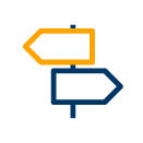An icon of two signposts pointing in opposite directions.