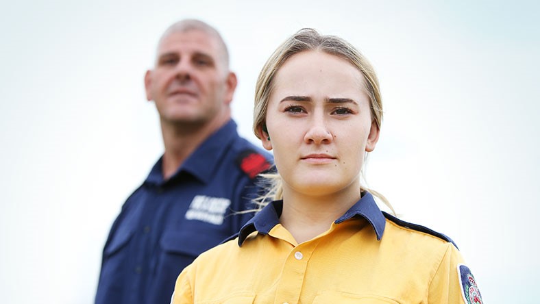 Male and female emergency service workers