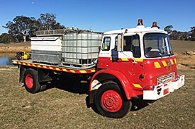 Firefighters Mutual Bank member, Geoff Hooler's Bedfors water tanker