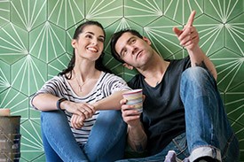 Couple admiring interior of their property investment