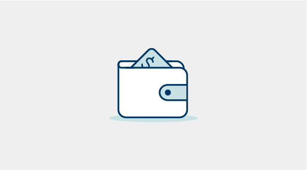 Everyday banking icon of card in wallet.