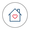 Icon of a home with a love heart inside, symbolizing the concept of a dream home, reflecting aspirations for personal and emotional investment in a perfect living space.