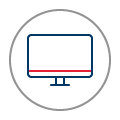 Icon of a computer screen, highlighting the convenience of online banking services.