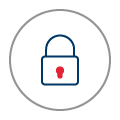 Lock icon, symbolising security and protection, reflecting Firefighters Mutual Bank's emphasis on safeguarding customer information and financial transactions.