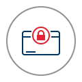 Icon of a bank card with a locked padlock overlay.