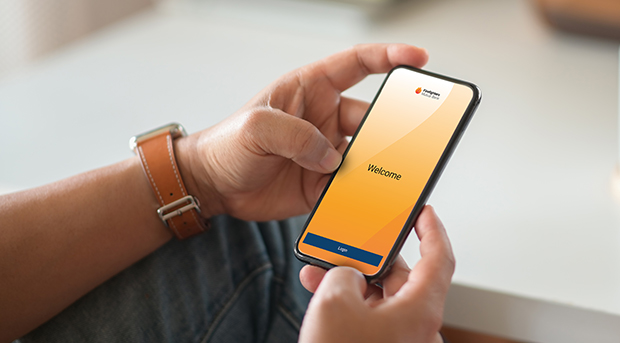 A member checks their accounts on the Firefighters Mutual Bank app.