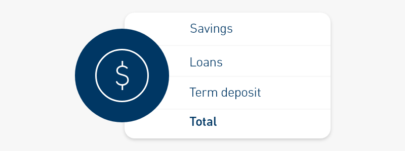 A list of ways to display account status; net position is highlighted.