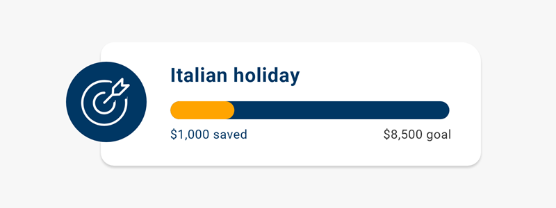 A picture showing the savings goals you can set in the app.