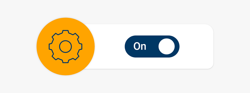 A cogwheel icon representing the options within the settings in the app.